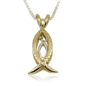 Jewish fish pendant 14K