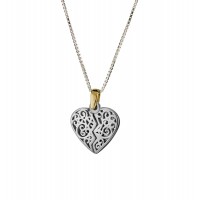 Lovers Heart Pendant Silver and Gold 14k