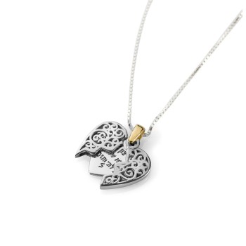 Lovers Heart Pendant Silver and Gold 14k