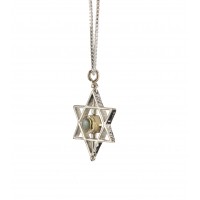 Silver & 14K  Star of David and Solomon with Gold-Framed Chrysoberyl Stone