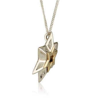 Star of David  Necklace Silver and Gold Rising  