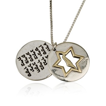 Shield of Yehuda Kabbalah Necklace Silver and Gold 14k