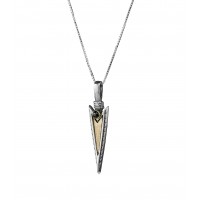 Sword pendant - For love and relations  Silver and 14K Gold with Onyx ‘I Love You’ Necklace