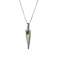 Sword pendant - For love and relations  Silver and 14K Gold with Onyx ‘I Love You’ Necklace