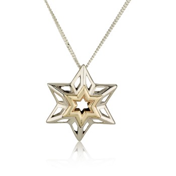 Star of David  Necklace Silver and Gold Rising  