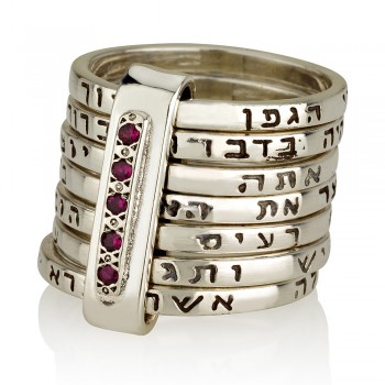 Seven Blessings Ring – Gold & silver  with  Ruby  and Diamonds