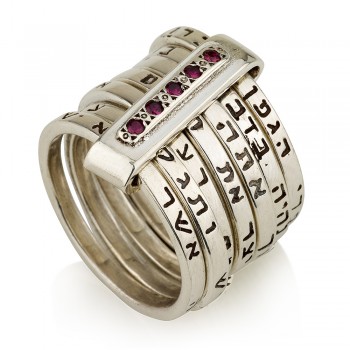 Seven Blessings Ring – Gold & silver  with  Ruby  and Diamonds