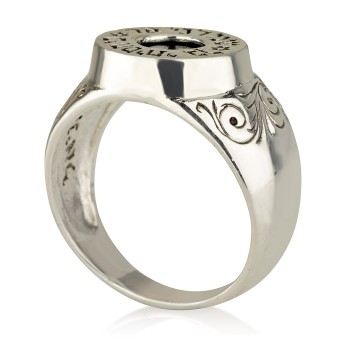 Five Metal Kabbalah Silver  Ring with Onyx 