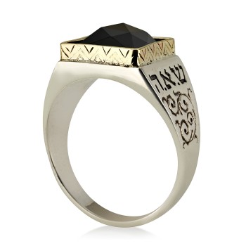 Health and Marriage - Gold 14K, Silver 925, Onyx Rose 10x10 mm